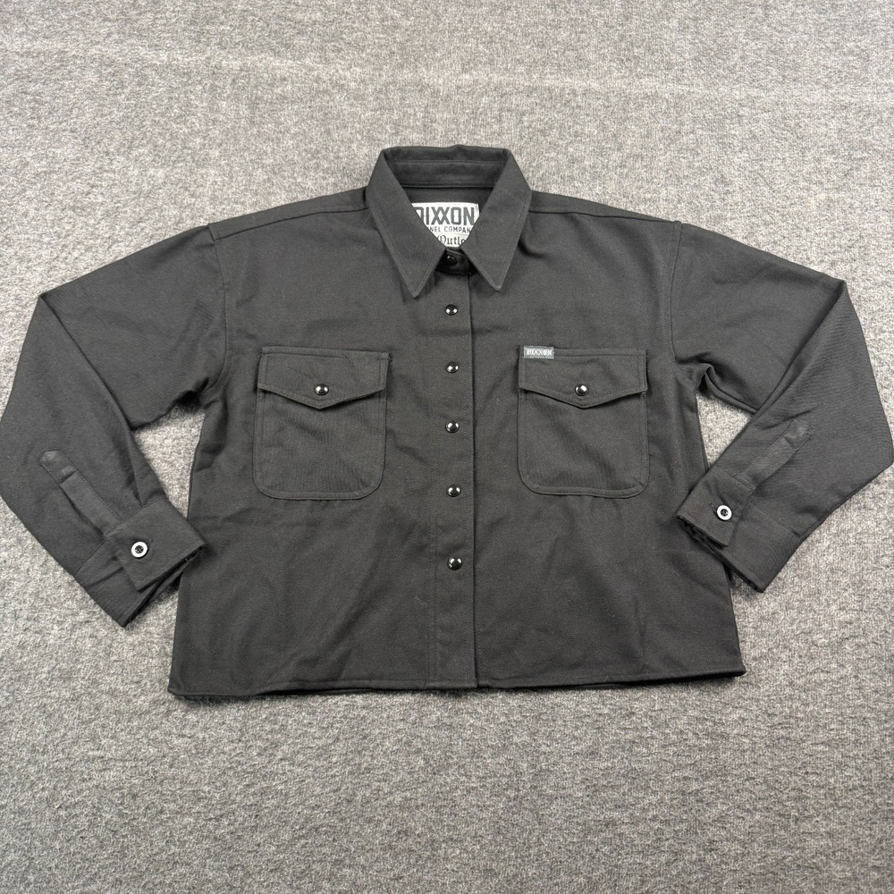 DIXXON Black Cropped Boxy Button-Front Work Shirt
